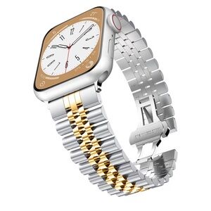 Two-Tone Silver and Gold Stainless Steel Link Band for Smartwatch